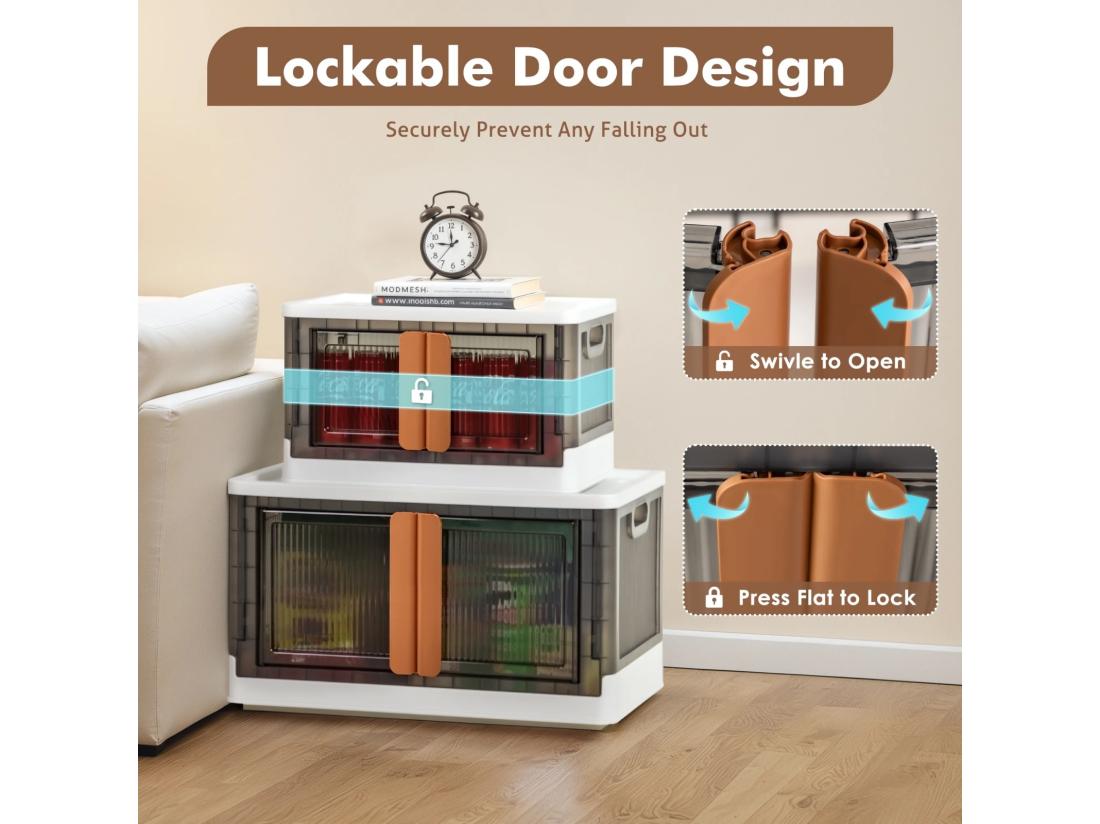 Vente Unique 3pcs Boite De Rangement à Roulettes 32L - Caisses De Rangement Transparente - Pliable Empilable Pour Vetements Jouets Livres