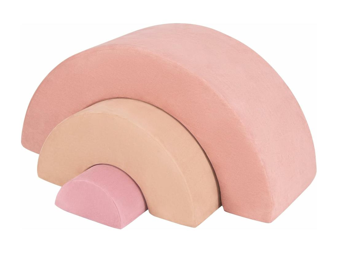 vente unique 3PCS Parcours Motricité Bébé en Forme Arc-en-Ciel avec Housse Module Motricité Bébé avec Combinaison Libre Jouets Éducatifs Montessori 18 Mois+ (Rose)