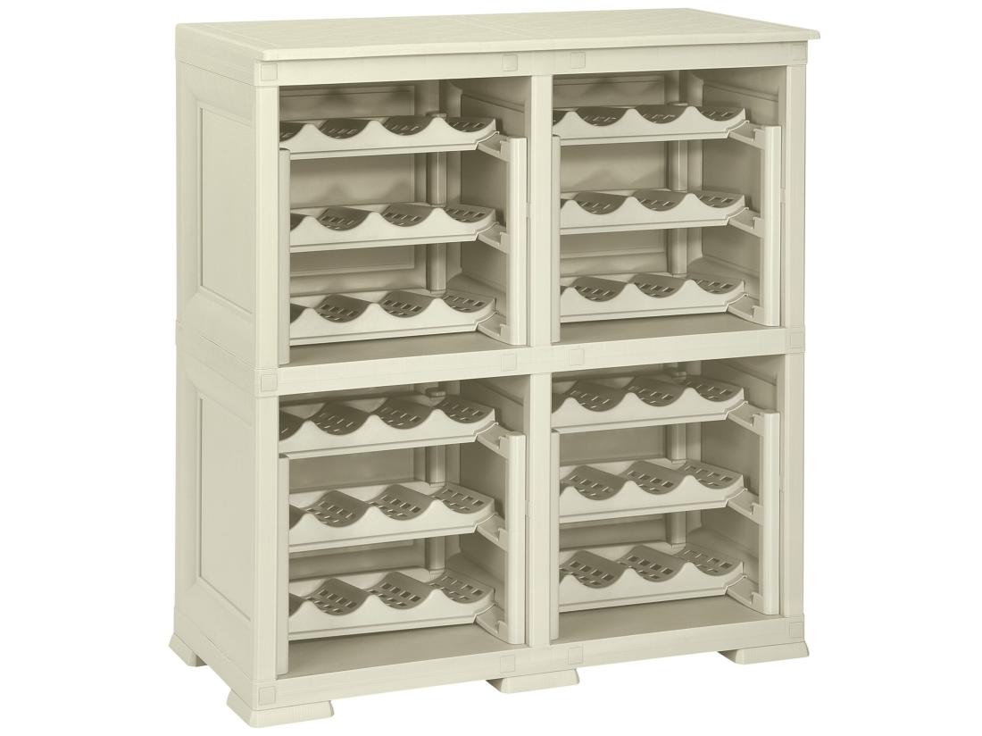 Vente Unique 4 étagères De Rangement Modulables Avec Casier 48 Bouteilles Gris 279x42 5x85 5
