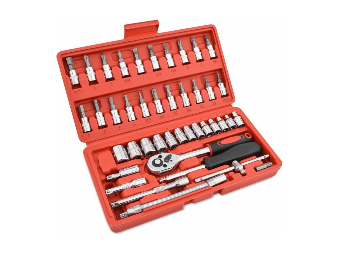 vente unique 46pcs douilles d'entraînement métriques avec boîte à outils pour réparation automatique