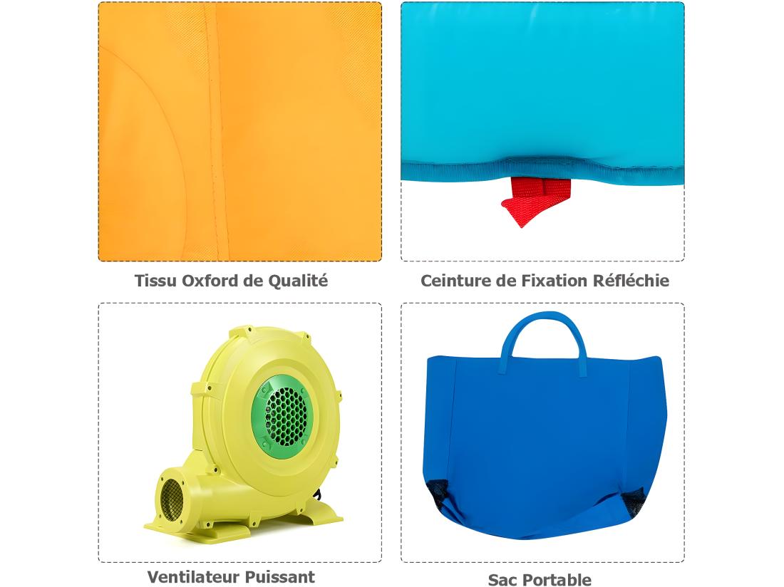 Vente Unique 5 En 1 Château Gonflable Enfants Avec Toboggan Double Parc Aquatique Gonflable Avec Mur D'Escalade Panier Piscine Canon à Eau Charge 159kg Pour 3 Enfants De 3-10 Ans (avec Souffleur 680W)
