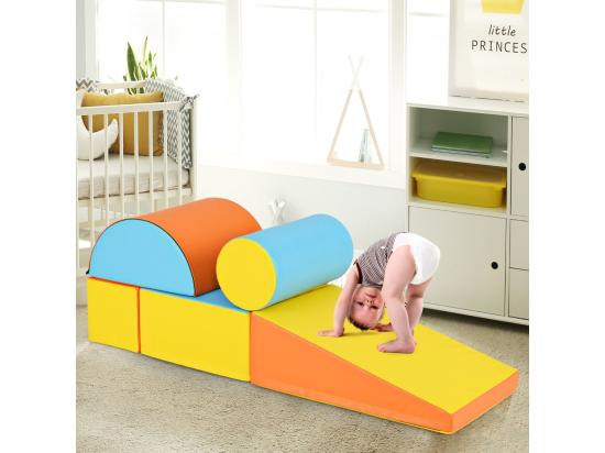 Vente Unique 5PCS Parcours Motricité Bébé En Mousse EPE Avec Housse En PU Module Motricité Bébé Avec Fermeture Clair Pour Enfants D'Âge Préscolaire (Jaune)