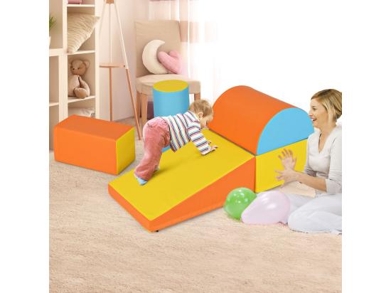 Vente Unique 5PCS Parcours Motricité Bébé En Mousse EPE Avec Housse En PU Module Motricité Bébé Avec Fermeture Clair Pour Enfants D'Âge Préscolaire (Jaune)