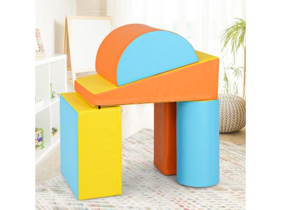 Vente Unique 5PCS Parcours Motricité Bébé En Mousse EPE Avec Housse En PU Module Motricité Bébé Avec Fermeture Clair Pour Enfants D'Âge Préscolaire (Jaune)