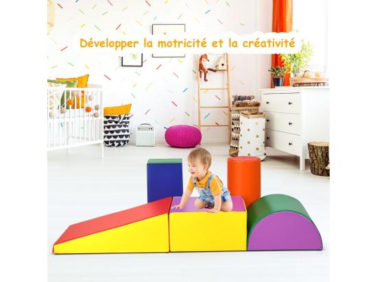 Vente Unique 5PCS Parcours Motricité Bébé En Mousse EPE Avec Housse En PU Module Motricité Bébé Avec Fermeture Clair Jouets Éducatifs Colorée Pour Ramper Grimper Pour Enfants D'Âge Préscolaire