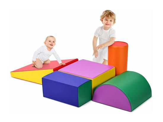 Vente Unique 5PCS Parcours Motricité Bébé En Mousse EPE Avec Housse En PU Module Motricité Bébé Avec Fermeture Clair Jouets Éducatifs Colorée Pour Ramper Grimper Pour Enfants D'Âge Préscolaire