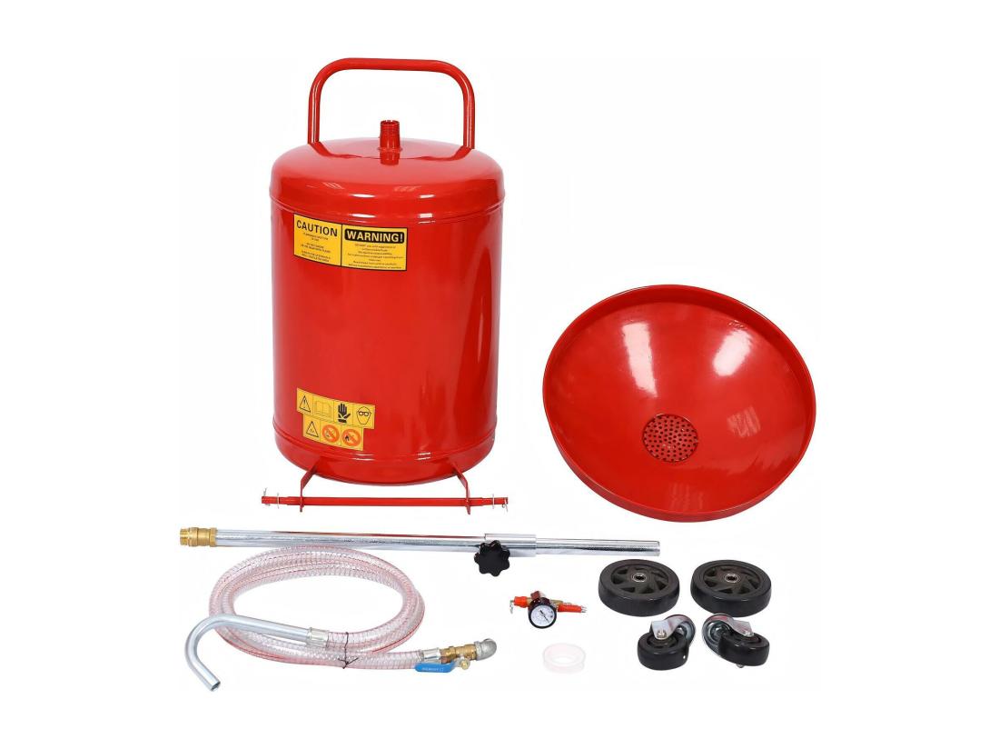 Vente Unique 80L Appareil Récupérateur D’huile Pneumatique Hauteur Réglable 97-166cm Pour L'huile Moteur Le Liquide De Transmission Et Le Liquide De Refroidissement