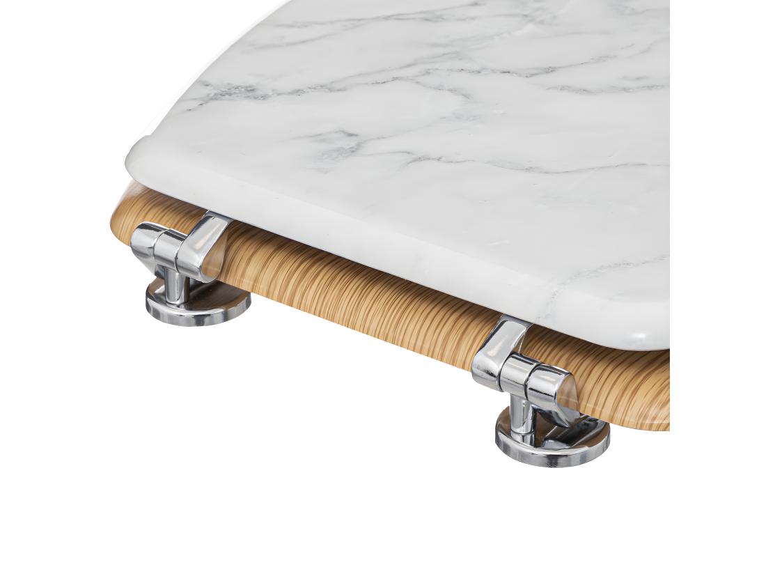 Vente Unique Abattant WC Standard En Bois Blanc Effet Marbre
