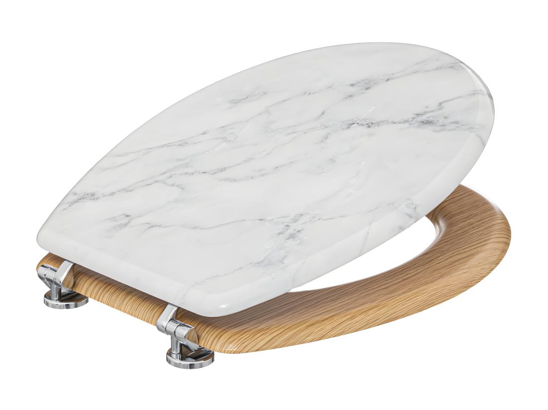 Vente Unique Abattant WC Standard En Bois Blanc Effet Marbre