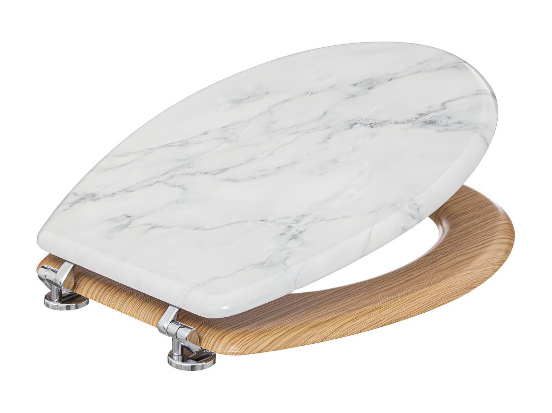 vente unique Abattant WC standard en Bois Blanc effet marbre