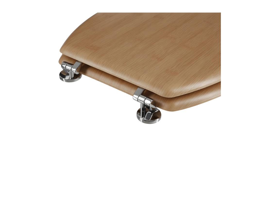 Vente Unique Abattant WC Standard En Bois Effet Bambou Et Charnières En Zinc