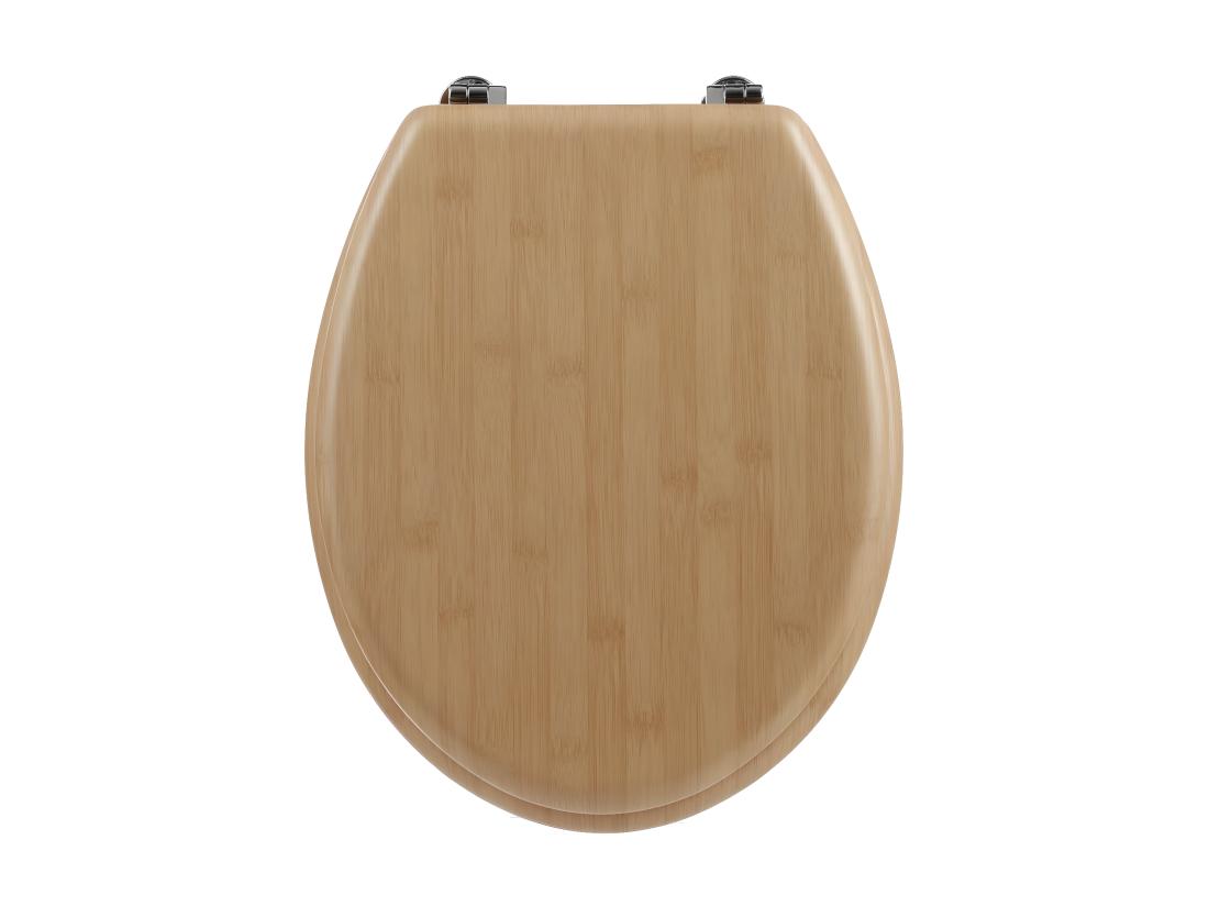 Vente Unique Abattant WC Standard En Bois Effet Bambou Et Charnières En Zinc