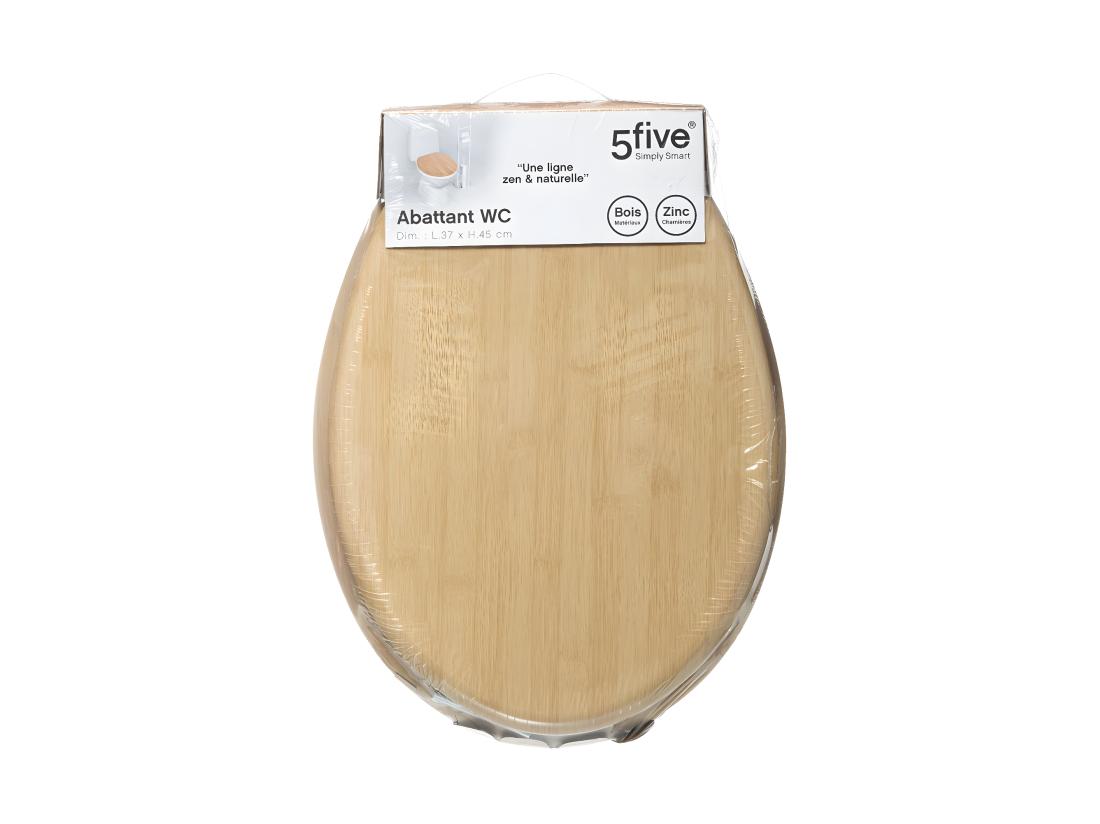 Vente Unique Abattant WC Standard En Bois Effet Bambou Et Charnières En Zinc