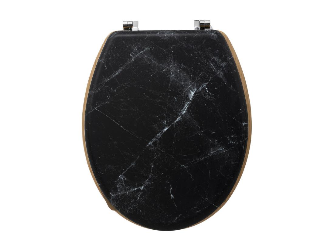 Vente Unique Abattant WC Standard En Bois Noir Effet Marbre