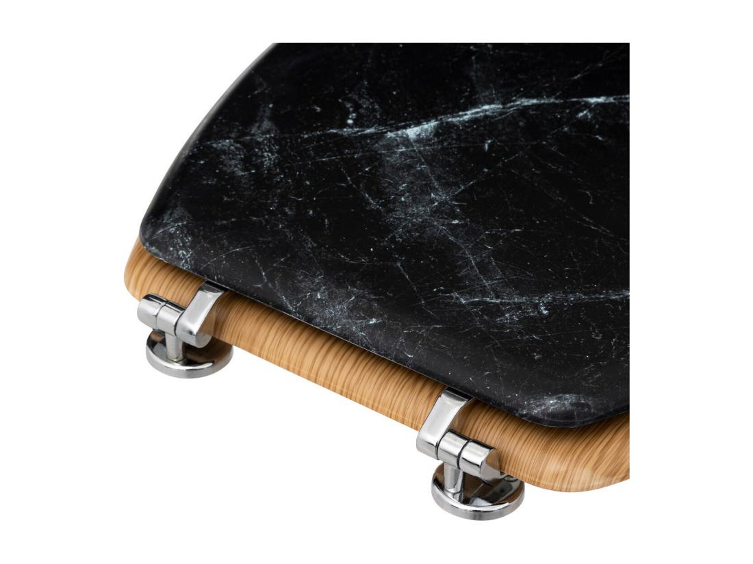 vente unique Abattant WC standard en Bois Noir effet marbre