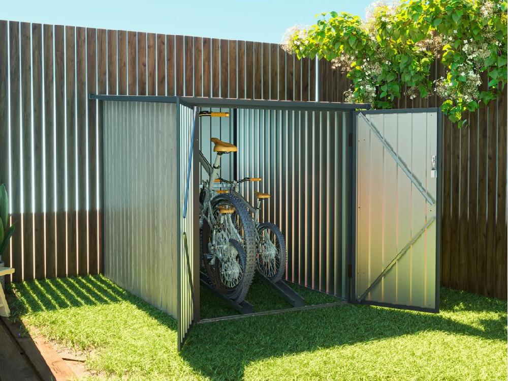 Vente Unique Abri à Vélo Métal En Acier Galvanisé Effet Bois 2 8 M² Pour 2 Vélos - NIKI
