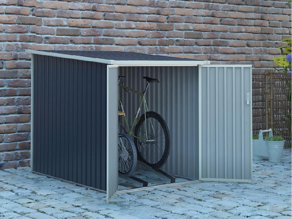vente unique Abri à vélo métal en acier galvanisé gris anthracite 2 8 m² pour 2 vélos - NIKI
