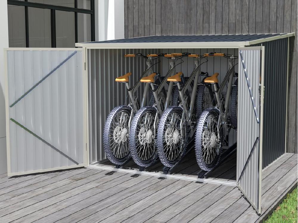 vente unique Abri à vélo métal en acier galvanisé gris anthracite 4 m² pour 4 vélos - NIKI