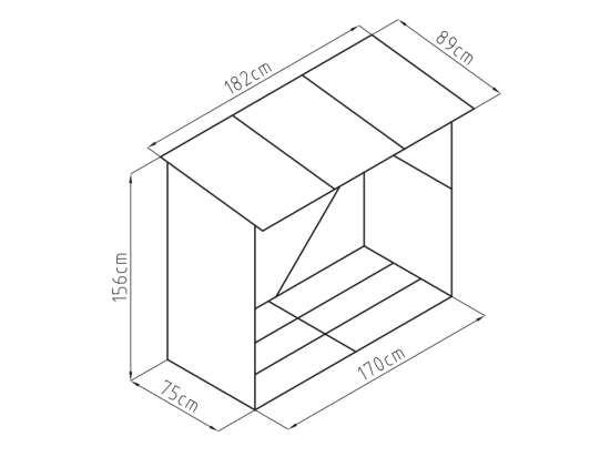 Vente Unique Abri Bûches Métal En Acier Galvanisé Effet Bois 1 98 M3 - 2 Stères - L182 X P89 X H156cm - BIRWOOD