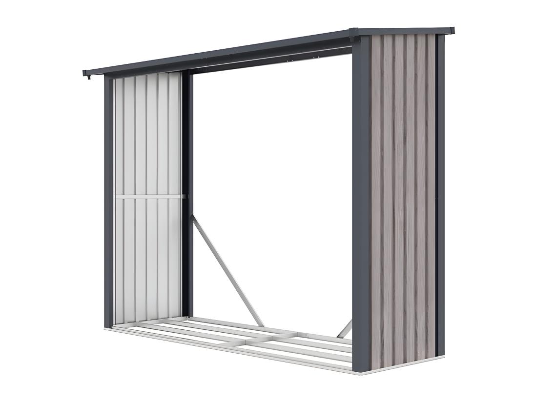 Vente Unique Abri Bûches Métal En Acier Galvanisé Effet Bois 3 27 M3 - 4 Stères - L242 X P89 X H190 Cm - WINWOOD