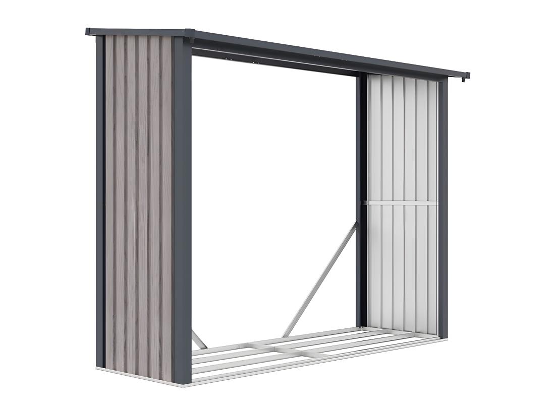 Vente Unique Abri Bûches Métal En Acier Galvanisé Effet Bois 3 27 M3 - 4 Stères - L242 X P89 X H190 Cm - WINWOOD