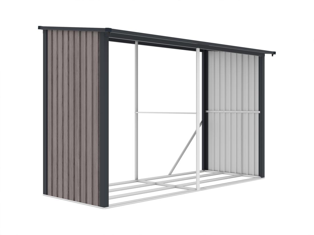 Vente Unique Abri Bûches Métal En Acier Galvanisé Effet Bois 5 78 M3 - 8 Stères - L302 X P119 X H190cm - VARWOOD