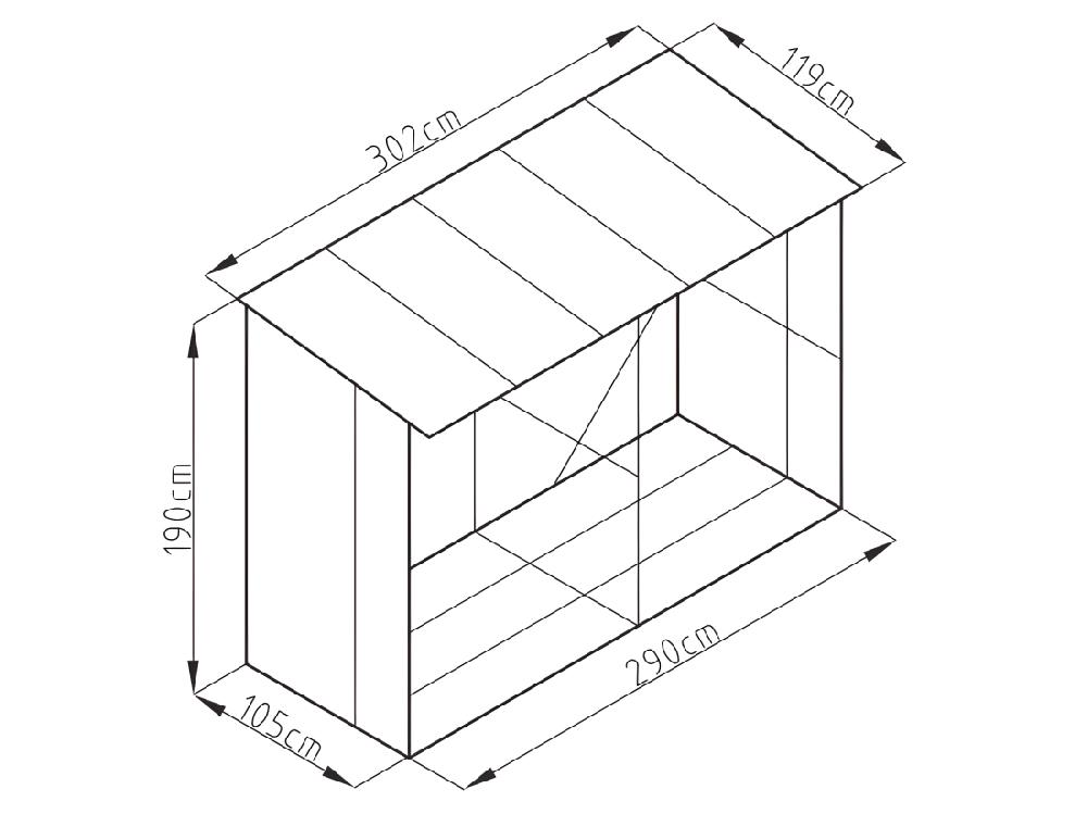 Vente Unique Abri Bûches Métal En Acier Galvanisé Effet Bois 5 78 M3 - 8 Stères - L302 X P119 X H190cm - VARWOOD
