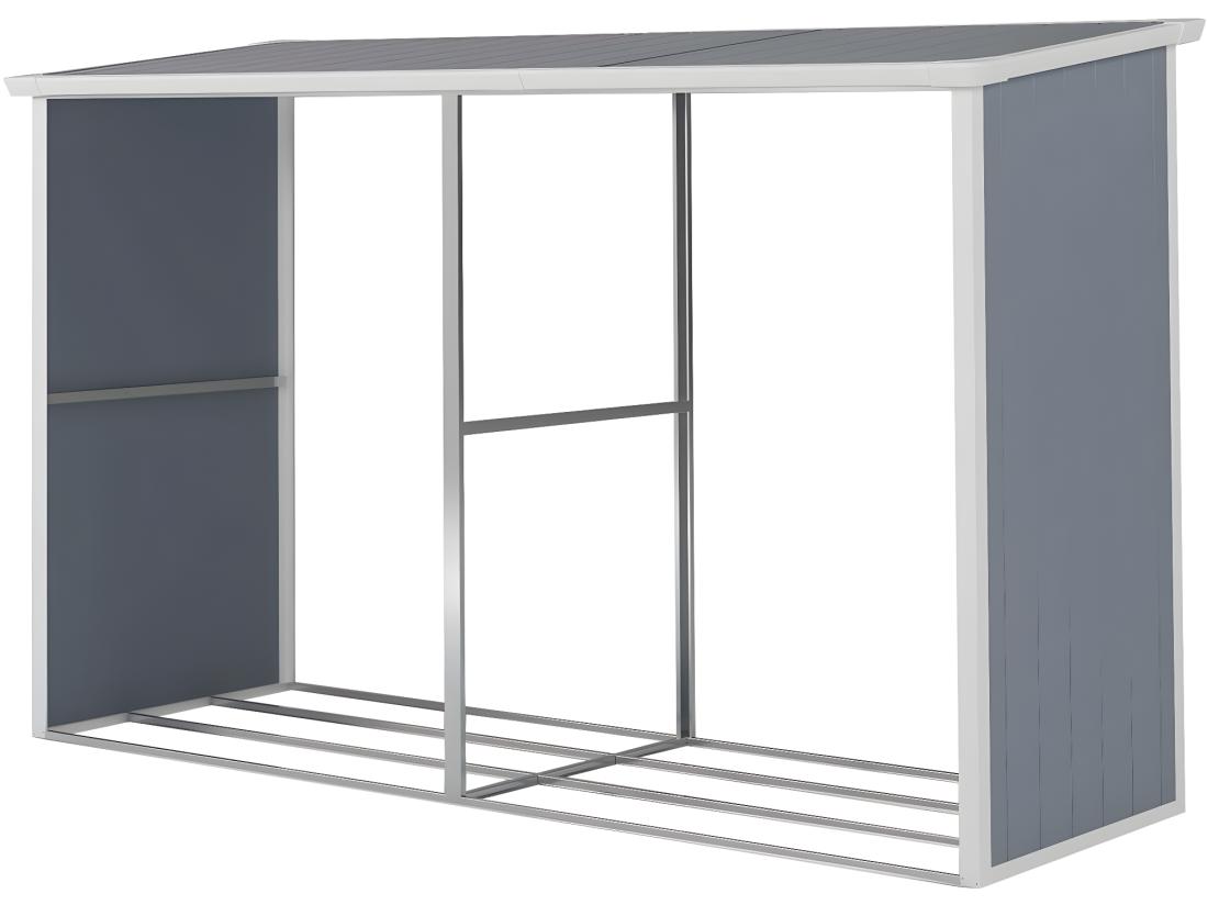vente unique Abri bûches résine "Alexandre" - 3.38 m² - 302 x 112 x 190 cm - Gris