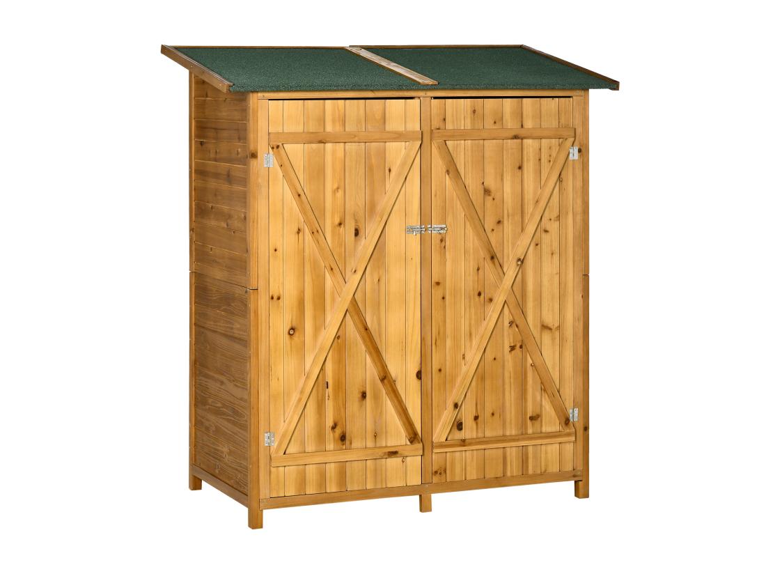 Vente Unique Abri De Jardin Armoire De Jardin Remise Pour Outils Sur Pied Dim. 140L X 75l X 157H Cm 2 étagères 2 Portes Toit Bitumé étanche Bois Sapin Pré-huilé
