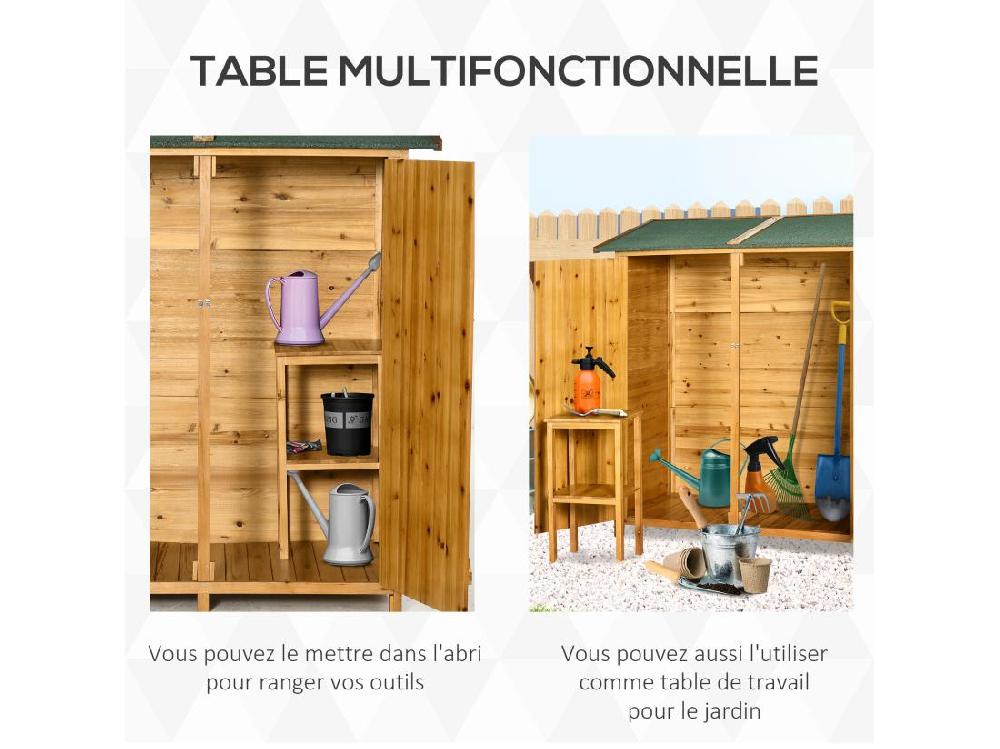 vente unique Abri de jardin armoire de jardin remise pour outils sur pied dim. 140L x 75l x 157H cm 2 étagères 2 portes toit bitumé étanche bois sapin pré-huilé