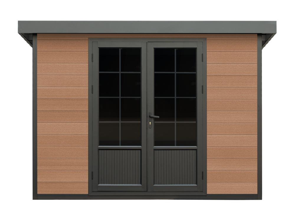 Vente Unique Abri De Jardin En Bois Composite 28 Mm Aspect Naturel Foncé 10 43 M² - HAZELTON