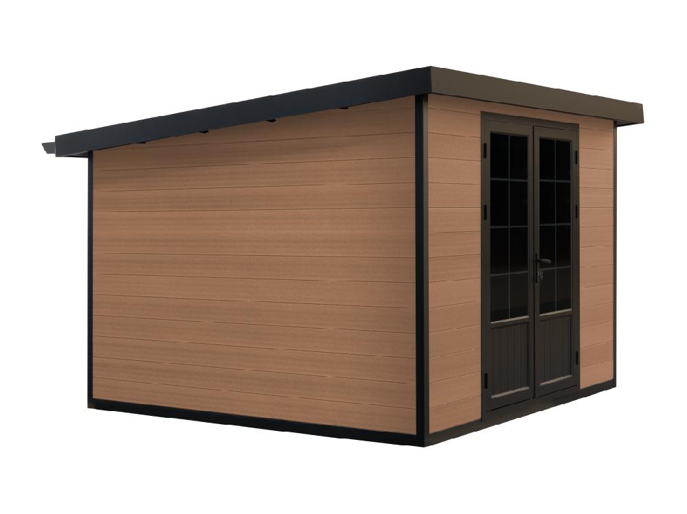 Vente Unique Abri De Jardin En Bois Composite 28 Mm Aspect Naturel Foncé 10 43 M² - HAZELTON