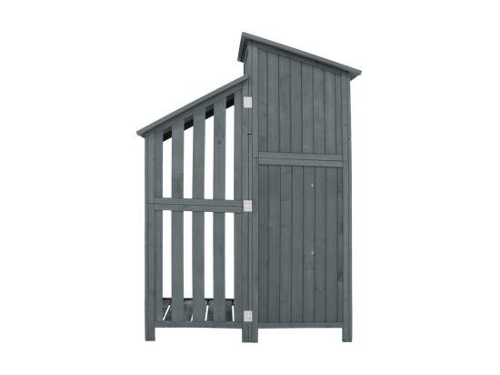 vente unique Abri de jardin en bois de sapin - remise à outils avec 2 étagères intégrées - H 173 cm - toit imperméable en PVC - Gris