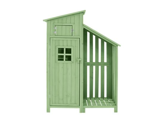 Vente Unique Abri De Jardin En Bois De Sapin - Remise à Outils Avec 2 étagères Intégrées - H 173 Cm - Toit Imperméable En PVC - Vert