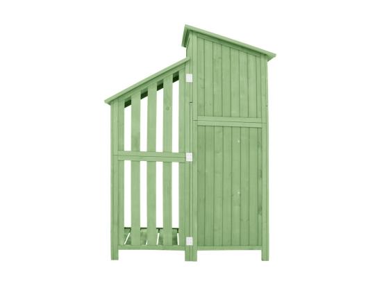 vente unique Abri de jardin en bois de sapin - remise à outils avec 2 étagères intégrées - H 173 cm - toit imperméable en PVC - Vert