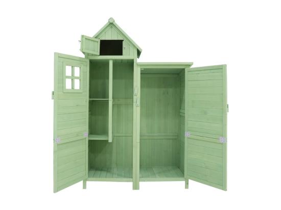 Vente Unique Abri De Jardin En Bois De Sapin - Remise à Outils Avec 2 étagères Intégrées - H 173 Cm - Toit Imperméable En PVC - Vert
