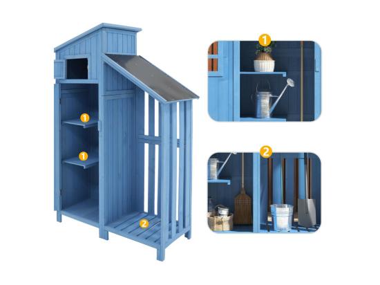 vente unique Abri de jardin en bois de sapin - remise à outils avec 2 étagères intégrées - H 173 cm - toit imperméable en PVC - Vert