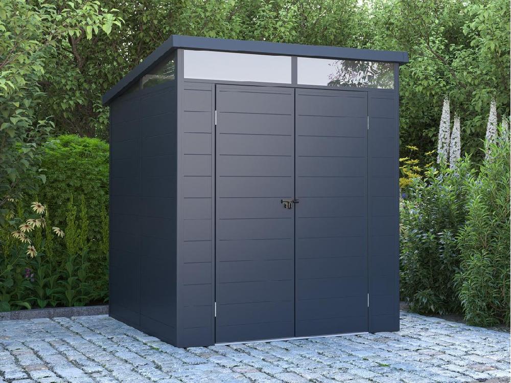 vente unique Abri de jardin en résine gris anthracite 3 65 m² avec plancher - MINARO