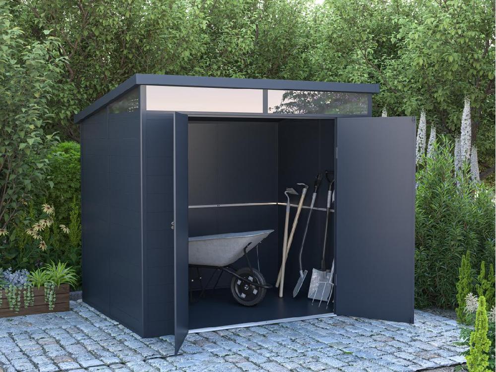 Vente Unique Abri De Jardin En Résine Gris Anthracite 4 57 M² Avec Plancher - MINARO