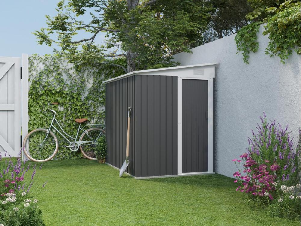 vente unique Abri de jardin métal adossé en acier galvanisé anthracite 3 15 m² - DAXTON