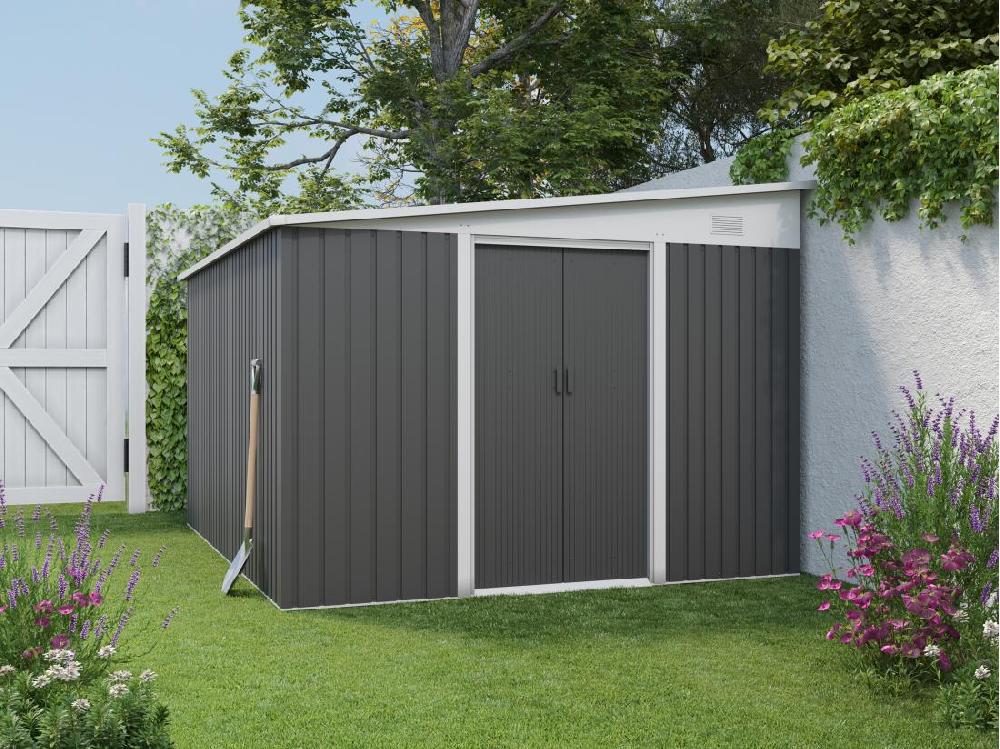 vente unique Abri de jardin métal adossé en acier galvanisé anthracite 9 76 m² - DAXTON