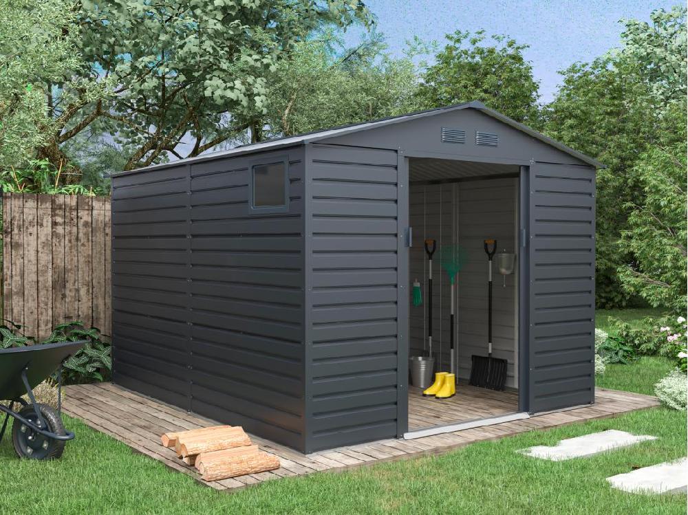 Vente Unique Abri De Jardin Métal En Acier Galvanisé - Anthracite - 8 94 M² - ADELMO