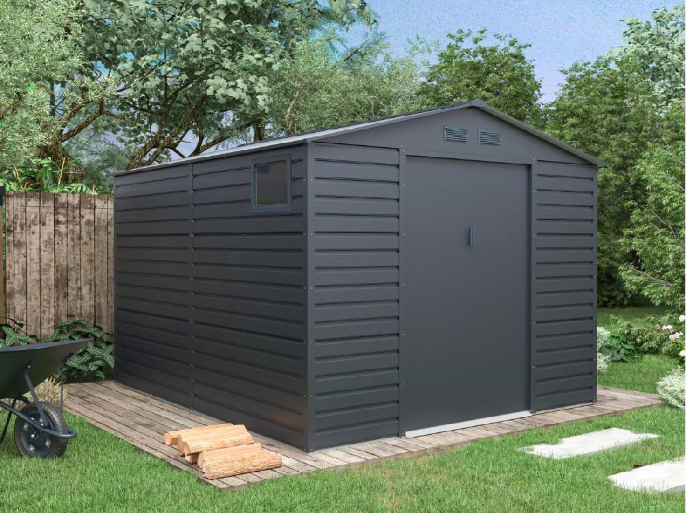 vente unique Abri de jardin métal en acier galvanisé - Anthracite - 8 94 m² - ADELMO