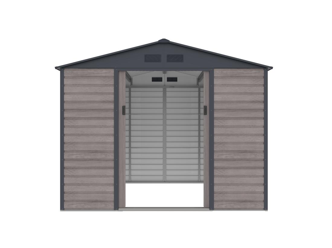 Vente Unique Abri De Jardin Métal En Acier Galvanisé Effet Bois Gris 7 17 M² - ADELMO