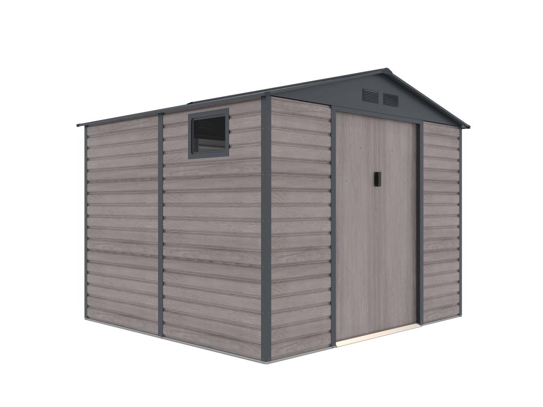 Vente Unique Abri De Jardin Métal En Acier Galvanisé Effet Bois Gris 7 17 M² - ADELMO