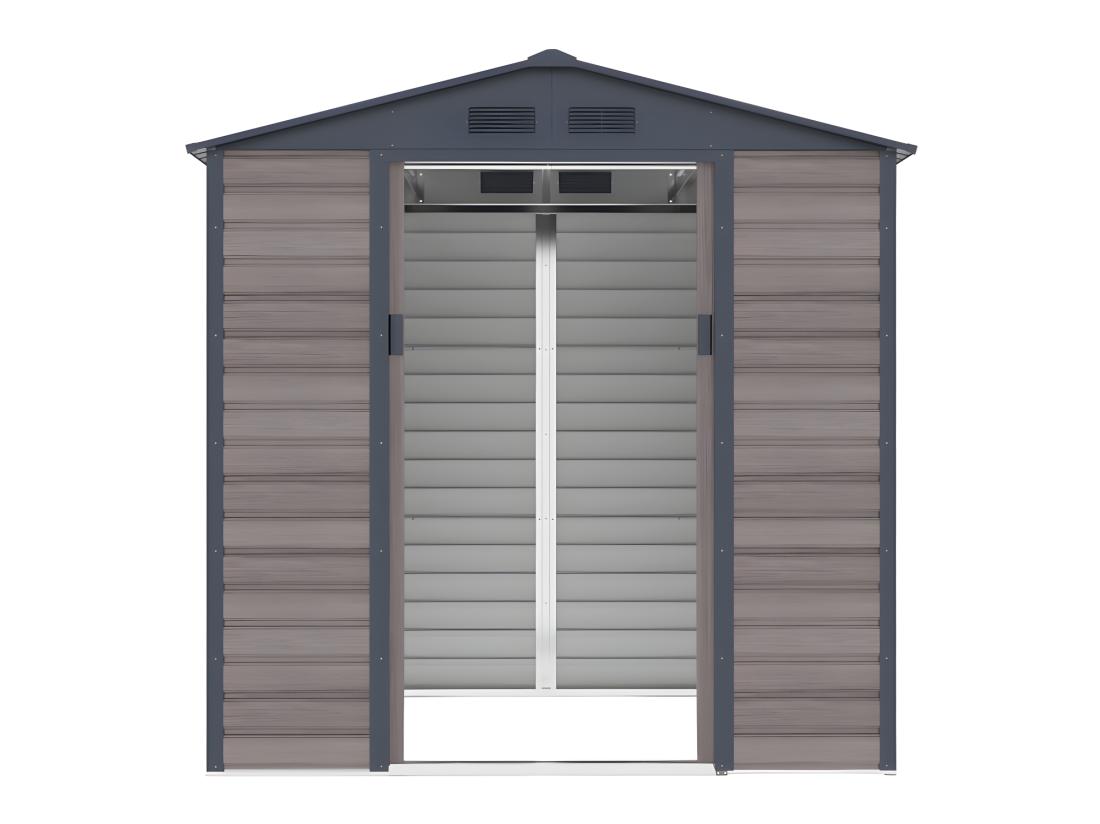 Vente Unique Abri De Jardin Métal En Acier Galvanisé Effet Bois Gris 4 15 M² - ADELMO