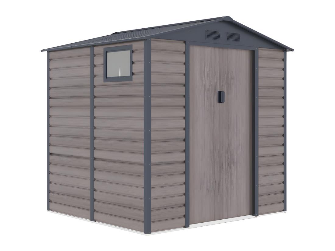 Vente Unique Abri De Jardin Métal En Acier Galvanisé Effet Bois Gris 4 15 M² - ADELMO
