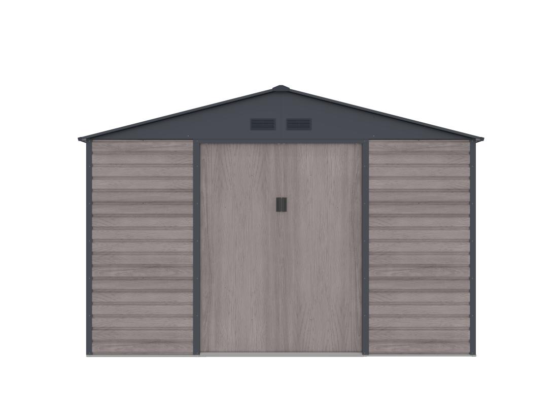 Vente Unique Abri De Jardin Métal En Acier Galvanisé Effet Bois Gris 13 12 M² - ADELMO
