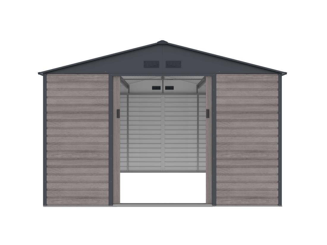 Vente Unique Abri De Jardin Métal En Acier Galvanisé Effet Bois Gris 13 12 M² - ADELMO