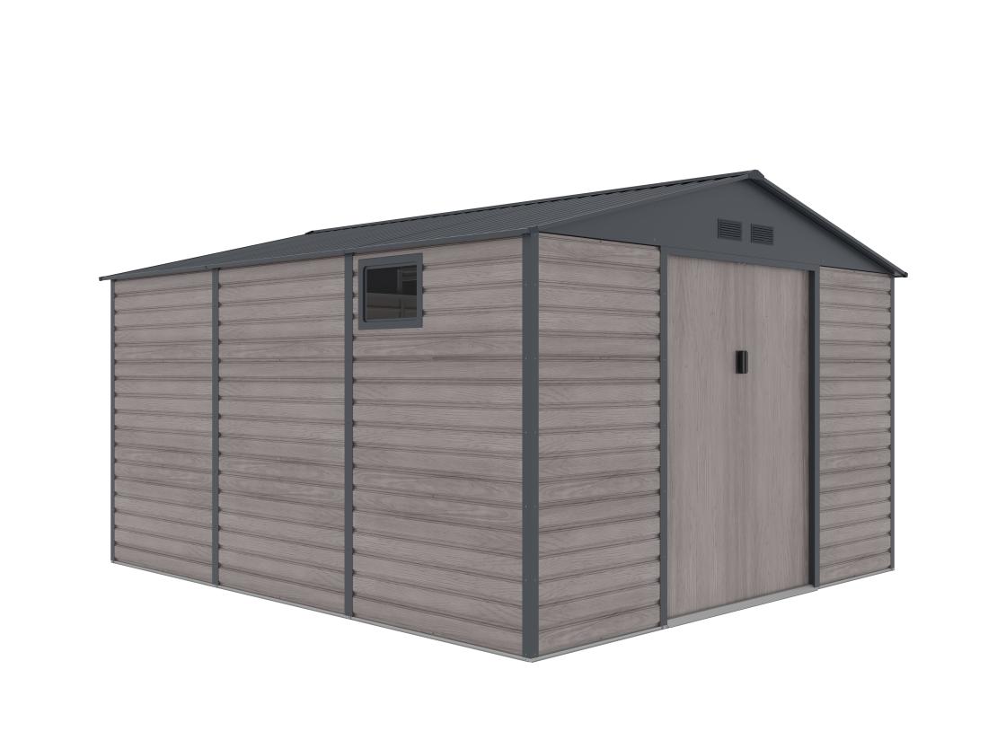 Vente Unique Abri De Jardin Métal En Acier Galvanisé Effet Bois Gris 13 12 M² - ADELMO